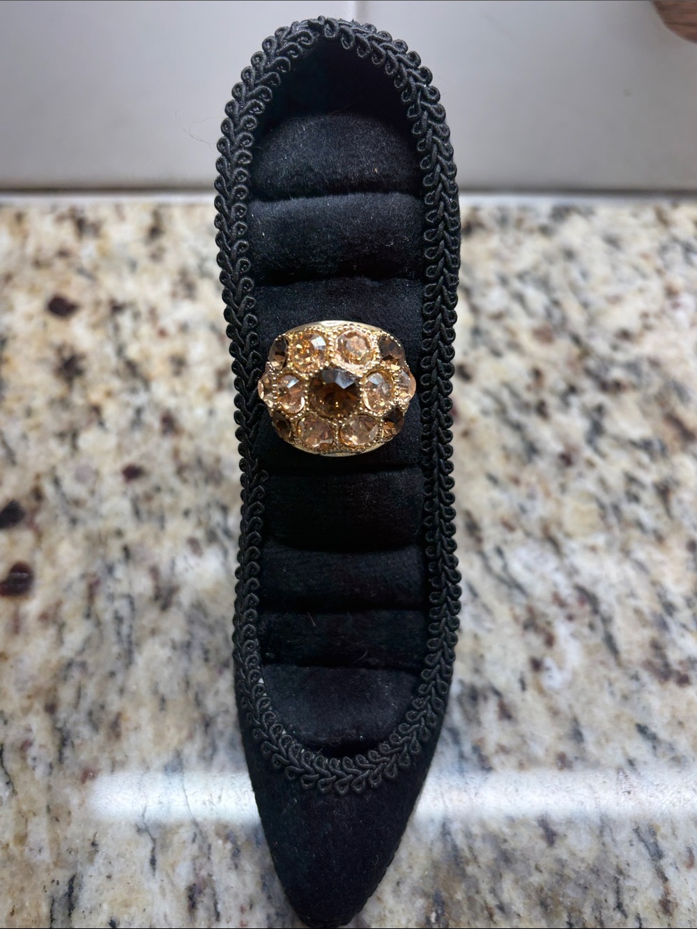 Gold-Tone Crystal Cluster Ring - Elegant Women's Statement Ring